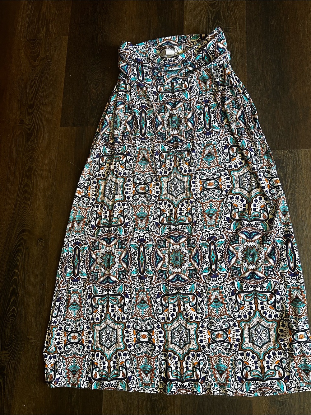 Artisan Ny White Turquoise Navy Orange Paisley Top